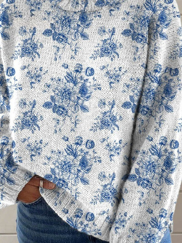 Milka | Floral Pattern with Artistic Print Turtleneck